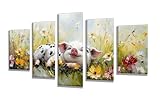 Diamond Painting Animal Flower 5 Panel Diamond Art Kits for Adults, 5D DIY Full Drill Rhinestone Embroidery Paintings, Cross Stitch Crystal Art Paint by Numbers Crafts, Home Decor 89x54in q-9600