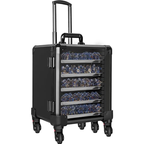 WELIDAY Miniatures Storage Case Miniatures Transport Case Aluminum Alloy Frame Display Case with Lock and Trolley (Medium Size) - image 9
