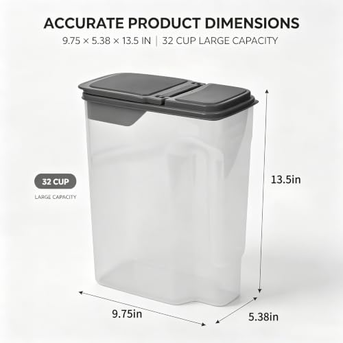Cereal Containers Storage Airtight Food Organizers with Lids, 32 Cup BPA-Free Plastic Holder for Kitchen Pantry Organization, Clear Rice Flour Sugar Dry Goods Dispenser (32, Cup) - Image 6