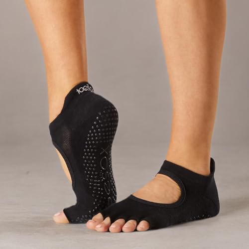 toesox Women's Bellarina Non-Slip Half Toe Grip Socks, Yoga, Pilates, Barre, Dance, 1 Pair, Black2