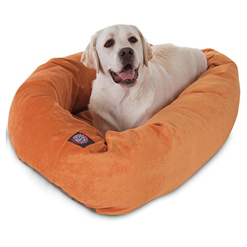 Majestic Pet 32 Inch Micro Velvet Calming Dog Bed Washable – Cozy Soft Round Dog Bed with Spine for Head Support - Fluffy Donut Dog Bed 32x23x7 (inch) – Round Pet Bed Medium – Azure - Thumbnail 4
