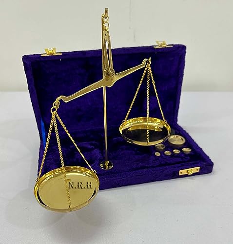 Miniatura 2 de Old Traditional Goldsmith Weight Justice Showpiece - Balanza De Peso De Latón