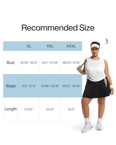 Image of Plus Size Tank Tops for Women Drawstring Sleeveless Quick Drying Tennis Shirts Loose Fit Running Golf Pickleball Outfits