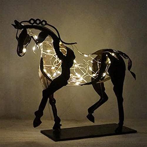 Art Metal Horse Statue Decor 100% Handmade Modern Horse Sculpture Handicraft, Rustic Metal Statue Decorations Gift for Home Bookshelf Fireplace Office Desk Figurine