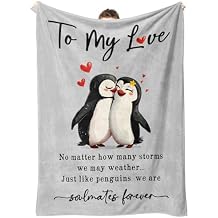 GiltGlimmer Anniversary Birthday Gifts for Him Her, I Love You Gifts Blanket, Romantic Wedding Birthday Gifts for Girlfriend Boyfriend, Penguin Blanket for Wife, Husband, Couple 60" 50"