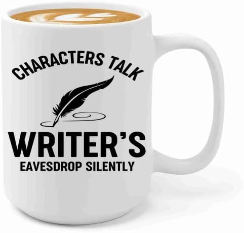 Amazon.com: Writer Coffee Mug 15oz White -Characters talk writers ...