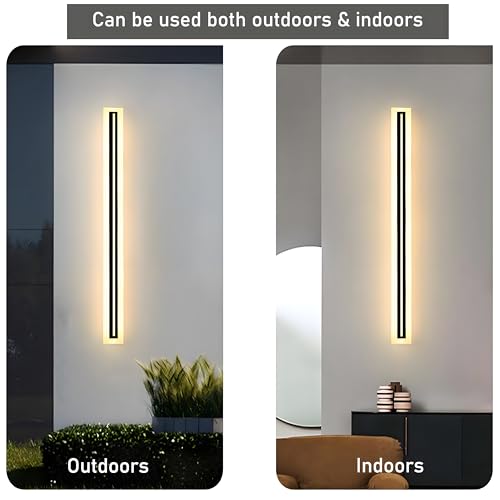 JYSXSHOW 2Pack 39inch Long Outdoor Modern LED Wall Light,Waterproof IP65 Warm White 110V led Wall Mount Lighting Fixture Rectangular Black Elegant Frosted White Acrylic Anti Rust. by JYSXSHOW - Used condition - Image 3