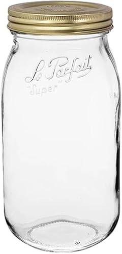 Le Parfait Tarro de vidrio francés de boca ancha con tapa dorada hermética ideal para almacenamiento de alimentos y sopas enlatas harina azúcar