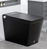 WinZo Black Smart Toilet with Bidet Built-in,Square Design with Auto Open, Auto Flush, Side Knob,Elongated Rectangular Heated Seat, Instant Warm Water and Drying,LED, Foot Kick,Matte Black