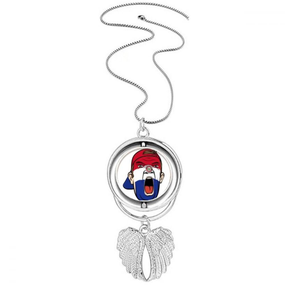 Pendentif Paraguay drapeau ailes d'ange anti-ternissement pour peau sensible