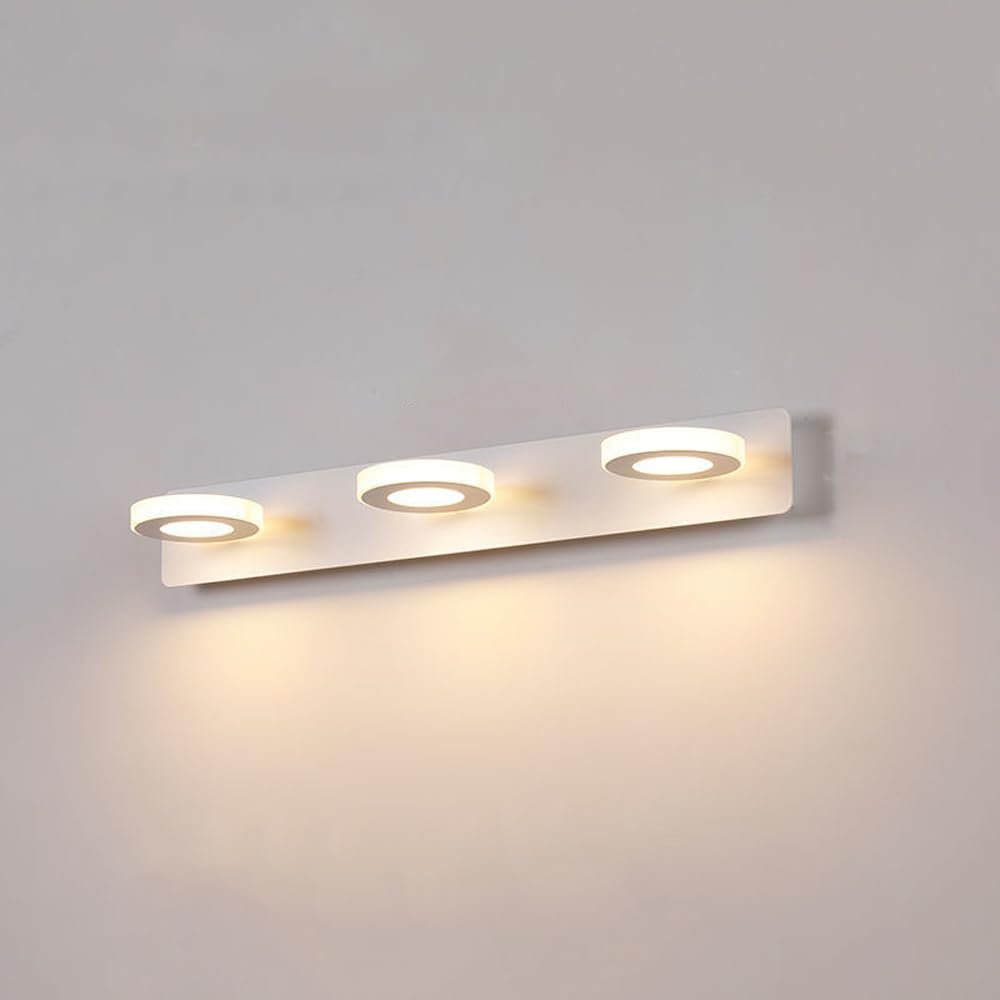 Mengjay Lámparas de Pared Led Interior,Apliques Espejo de Baño 3000k/4000K/6000K,Moderna Blanco Luz de Pared para Dormitorio Salón Cocina Pasillo Cabecera Baño (3 Luces)