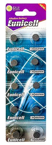 10 Pilas Botón Eunicell AG5 1.5V LR48 Pack