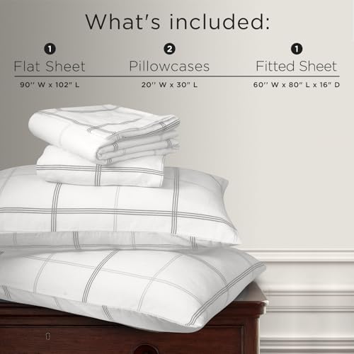 Image of Briarwood Home Printed Flannel Sheet Set, 100% Natural Cotton, Soft, Warm & Deep Pocket, Advanced Nano-Tech Making it Resistance to Pilling; Brushed 6 Times for Softness (Classic Plaid, Queen)
