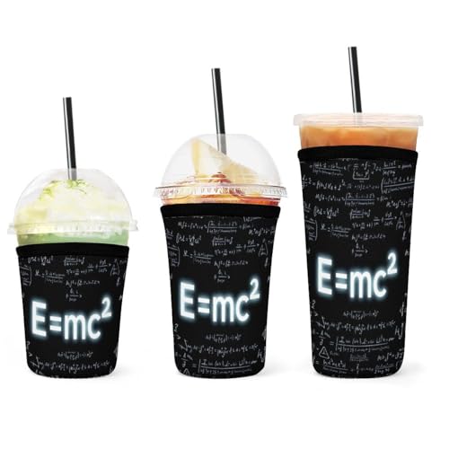 3 Pcs Non-Slip Protector Neoprene Coffee Cup Sleeves Mathematical And Physics Formulas Cold Drink Cups for Cafes Bistros And Businesses