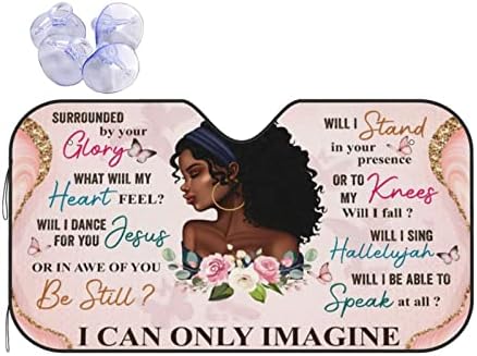 African American Woman Car Windshield Sunshade Black Queen Girls Inspirational Quotes Foldable Auto Sunshade for Car Truck SUV Auto Visor Blocks Uv Rays Protector 51x27.5inch