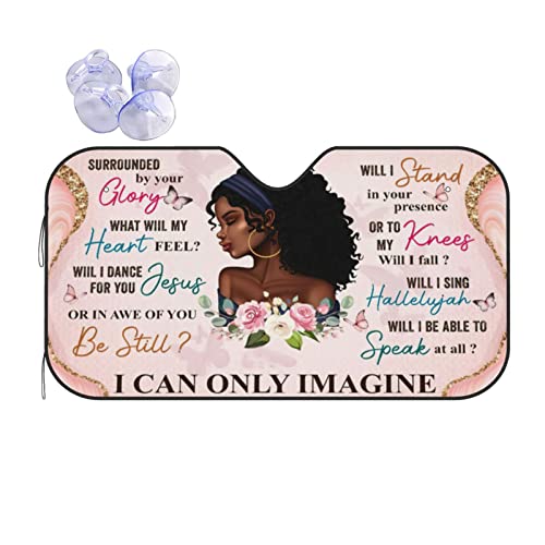 African American Woman Car Windshield Sunshade Black Queen Girls Inspirational Quotes Foldable Auto Sunshade For Car Truck Suv Auto Visor Blocks Uv Rays Protector 51X27.5Inch #TOP26