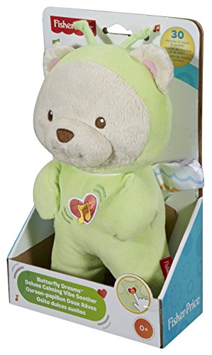 Fisher-Price Butterfly Dreams Deluxe Calming Vibrations Soother, New-born Soft Toy with Calming Vibrations, Sounds, Music, White Noise and Textures, Suitable from Birth