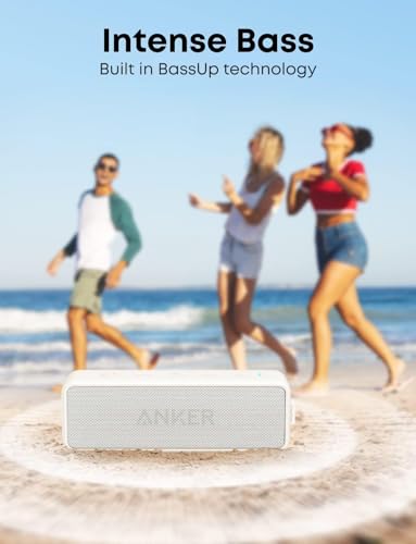 Anker soundcore 2 Bluetooth Lautsprecher, Fantastischer Sound, Enormer Bass mit Dualen Bass-Treibern, 24h Akku, Verbesserter IPX7 Wasserschutz, Kabelloser Lautsprecher für iPhone, Galaxy usw.