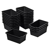 ECR4Kids Scoop Front Storage Bin, Multipurpose Organization, Black, 20-Piece