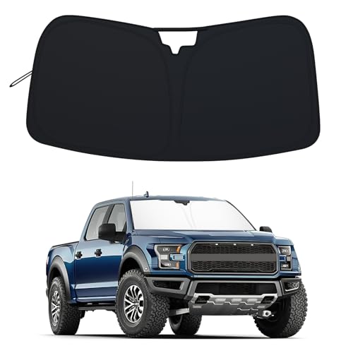 Image of Windshield Sun Shade for 2015-2020 Ford F150 Accessories Foldable Front Window Sunshade 310T Thickened Protect from Sun Rays & Heat Damage Fully Covered to Keep Cool