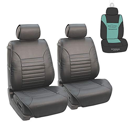FH Group Multifunctional Quilted Leather Seat Cushion Pads Seat Covers, Pair Set- Universal Car, Truck, SUV, or Van (Solid Gray)