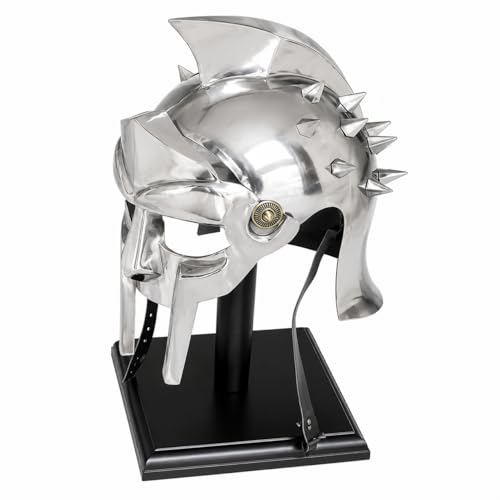 Image of THOR INSTRUMENTS Gladiator Maximus Helmet - Full Size Metal Arena Helmet for LARP, Cosplay, Renaissance Fairs, Halloween, historical reenactment