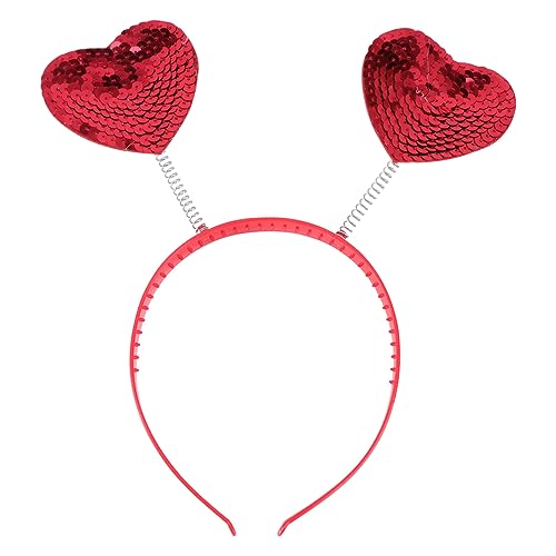 SOLUSTRE Heart Headband Red Sequin Valentines Day Headband Bopper Party Hair Accessoires for Holiday Festival