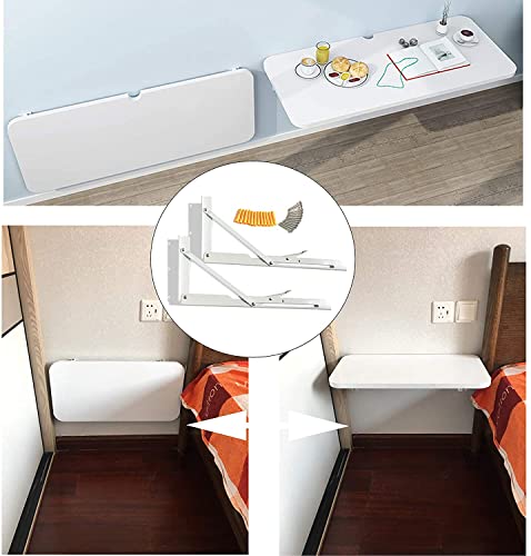 Table pliante murale blanche en bois pour petits espaces, bureau compact stable