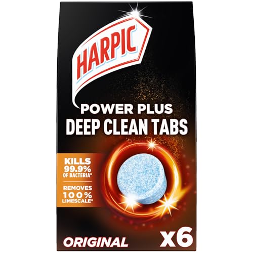 Harpic Power Plus Deep Cleaning Toilet Tablets Original 6 Tablets Deep Clean Without Scrubbing Removes 100% Limescale Toilet Cleaner
