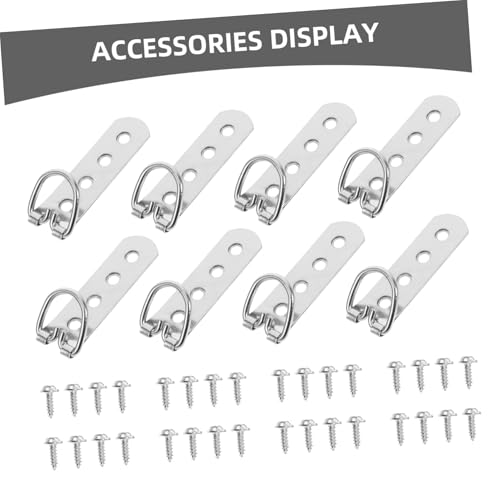 Image of Gadpiparty 8pcs Metal Picture Frame Hardware D-Ring Picture Hangers Screws for Hanging Heavy Duty Framing Hardware D-Ring Hangers Screws