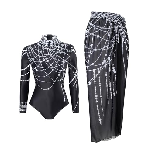 Women's One Piece Swimsuit with Cover Up Set-High-Neck Zippered Sporty Bikini Beachwear One Piece Swimswear for Women