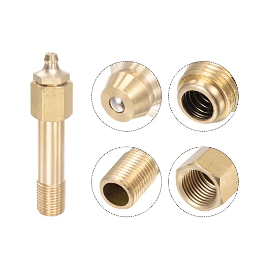 Image of uxcell Brass Straight Grease Fitting Assortment G1 /4 Thread 62mm Length Hydraulic Grease Fitting Accessories