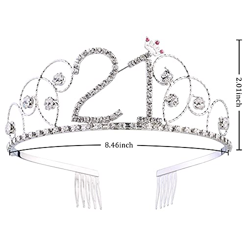 Babeyond Crystal Birthday Tiara Crown Princess Birthday Crown Hair Accessories Happy 21St Birthday Crown Tiara For Women (21 Birth) #TOP4