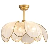 DARYEWO 26' Flower Ceiling Fans with Lights and Remote Control,Boho Gold Chandelier Fan with 6 Speeds, Modern Fandelier for Kitchen Island,Dining Room,Living Room,Nursery