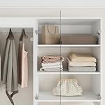 ROOMTEC 31.5" Double Hanging Wardrobe Closet with Clear Glass Doors, Wall Mounted Modular Closet System, Clothes Storage Unit for Bedroom or Walk-in Closet, White - Image 3