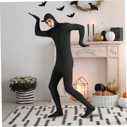 Costume Unisexe Extensible Gcroet XXL : Body Zentai Noir et Déguisement Halloween