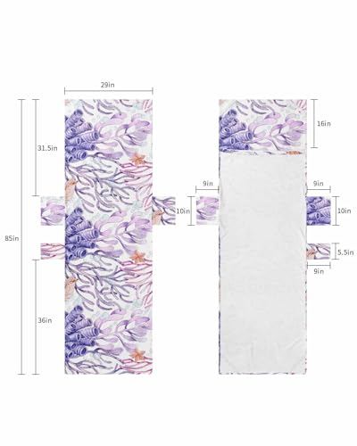 Coastal Nautical Beach Lounge Chair Towel Cover, Soft Chaise Lounge Towel with Side Pockets Patio Pool Chairs Cover for Beach/Pool Sunbathing 29x85 summer Beach Purple Pink Coral Starfish