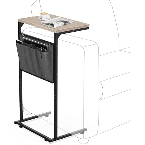 Vantic C Shaped End Table, Small Side Table for Couch