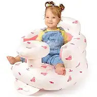 Inflatable Seat,Chair with Tray & Built in Air Pump, Feeding, Camping(Bunny with Tray)