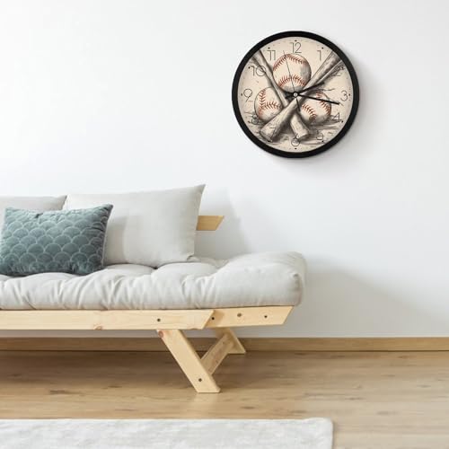 Horloge murale numerique moderne baseball de 25,4 cm pour salle de bain