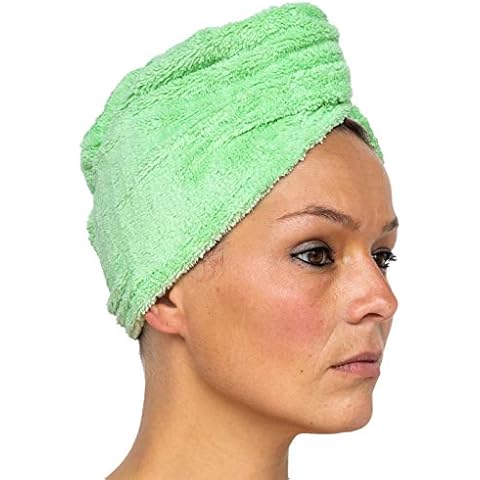 cosey - 1x Microfibre turban towel - Fluffy fleece head towel 400 g/m², in green Cover