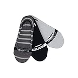 Sperry Top-Sider Men's Signature Insivisble Striped 3 Pair Pack Liner Socks, Charcoal/Highrise, Medium/Large(Shoe Size 9.5-13)
