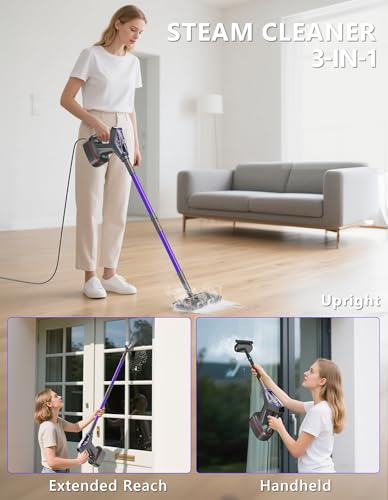 Image of Heavy Duty Steam Mop for Floor Cleaning - All-in-One Detachable Handheld Steam Cleaner for Hardwood, Tile, Grout & Windows - Multipurpose Steamer for Home, Furniture, Walls & Decks