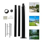 Xigner Straßenlaternenmast Solar, Straßenlaternenpfahl Hoher Verzinkter Stahlpfosten für Außenbeleuchtung, Wetterfest mit Fundamentrahmen, für Terrasse, Straße, Parkplatz, Hinterhof (3M)