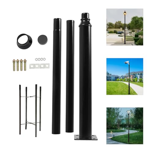 DHQCQL Palo per lampioni a energia solare, con picchetto e telaio di fondazione, resistente alle intemperie, illuminazione esterna, asta per lampioni divisa per terrazza, strada (3 m)