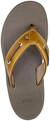 Izod Mens' Sandals Boater Flip Flops, Tan, Mens' Size 10 #TOP3