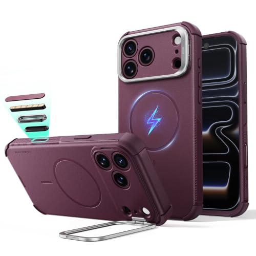 Image of ESR for iPhone 17 Pro Max Case Flex Stand, for MagSafe, Rugged, Burgundy | Camera Control, 7X Military-Grade Drop Protection, Magnetic Phone Case, Shock-Absorbing Rugged Cover, Dustproof Port Cover