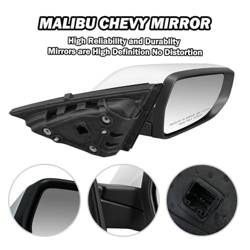 Passenger Side Mirror Compatible with Chevy Malibu 2016-2022 White 3Pins by MOFOAP - Used condition - Image 4