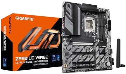 GIGABYTE Z890 UD WIFI6E Supports Intel® Core™ Ultra Processors (Series 2), 4*DDR5 with XMP Memory Module Support, 3*M.2 Slots, Including 1* PCIe 5.0 x4, 2.5GbE LAN & Wi-Fi 6E 802.11ax