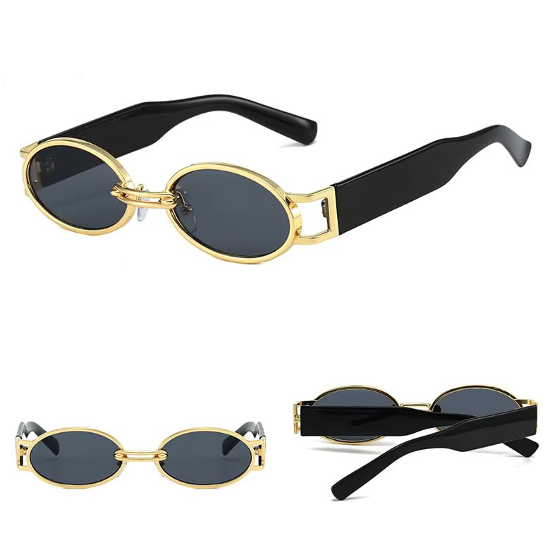 Image of Bold Retro Oval Sunglasses For Men Women UV400 Protection Designer Goggles with Vintage Bold Alloy Frame Stylish Branded Full Rim Shades
